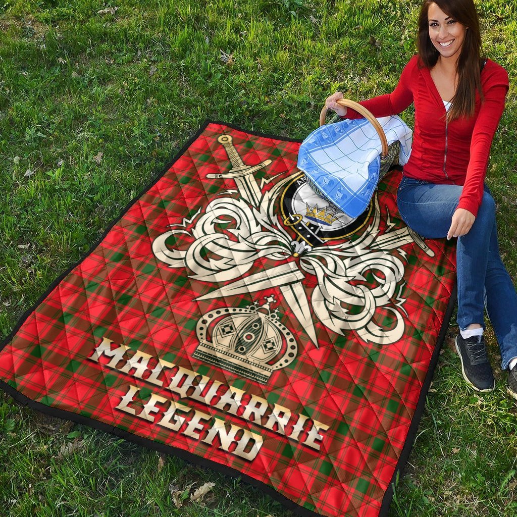 MacQuarrie Modern Tartan Crest Legend Gold Royal Premium Quilt