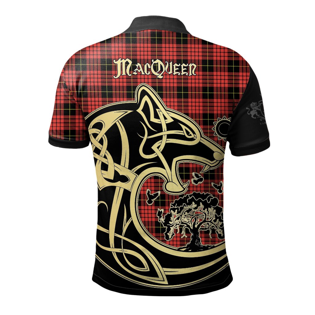 MacQueen Modern Tartan Polo Shirt Viking Wolf