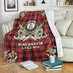 MacQueen Modern Tartan Gold Courage Symbol Blanket