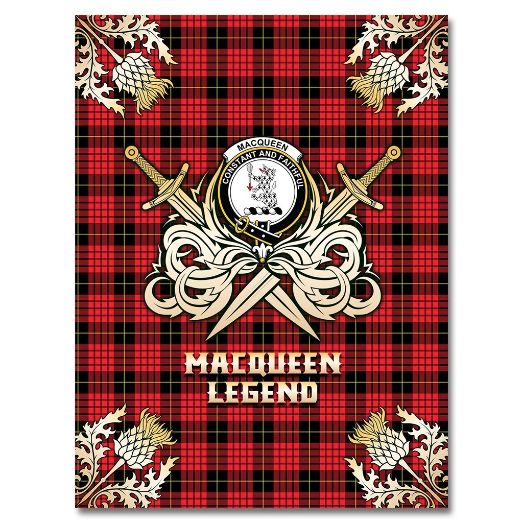 MacQueen Modern Tartan Gold Courage Symbol Blanket