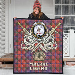 MacRae Ancient Tartan Crest Legend Gold Royal Premium Quilt