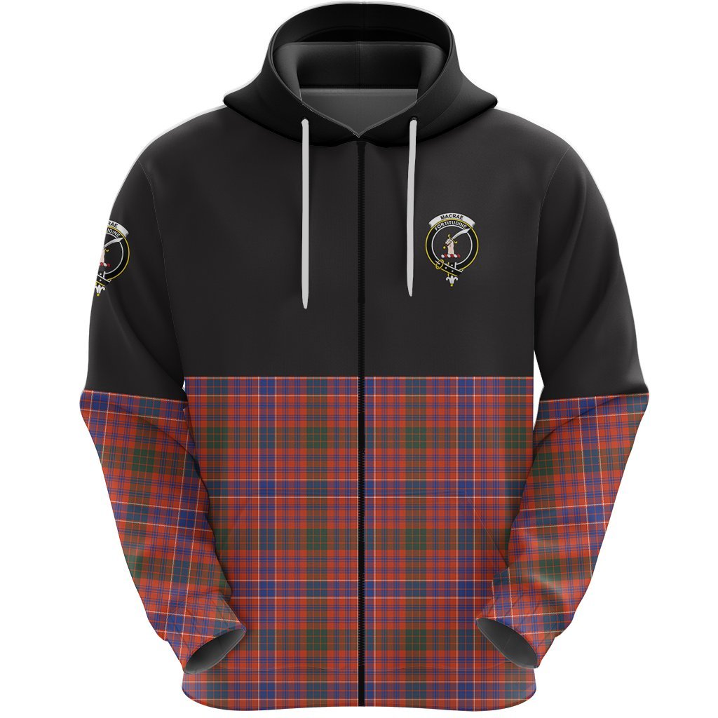 MacRae Ancient Clan Half Of Tartan Zipper Hoodie