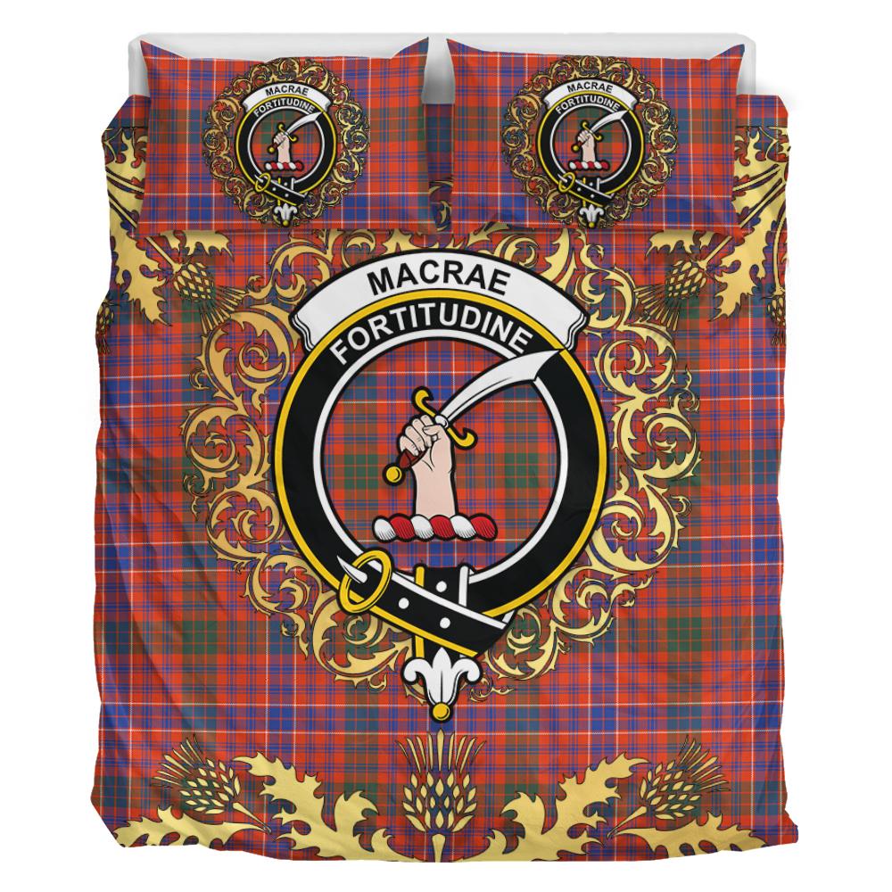 MacRae Ancient Tartan Crest Bedding Set - Golden Thistle Style