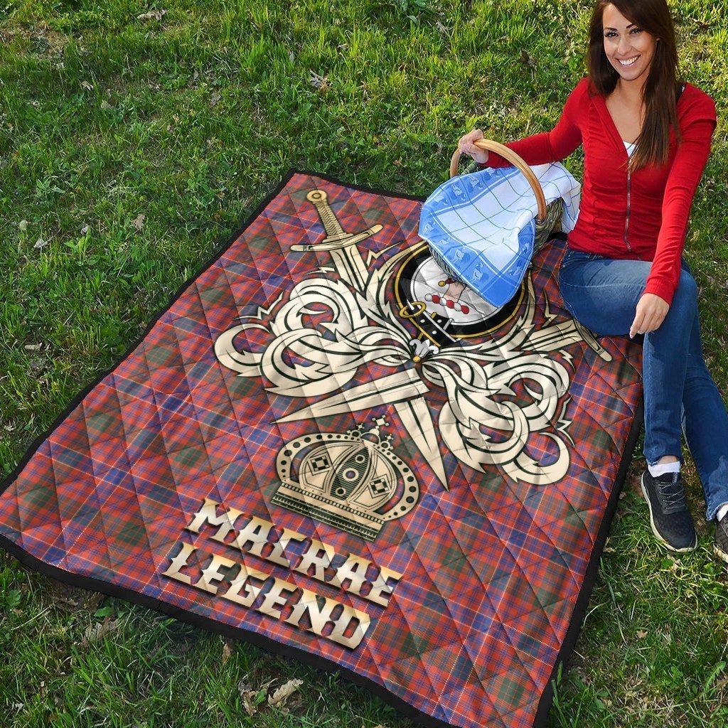 MacRae Ancient Tartan Crest Legend Gold Royal Premium Quilt