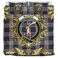 MacRae Dress 02 Tartan Crest Bedding Set - Golden Thistle Style