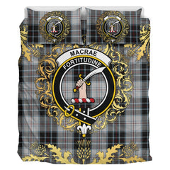 MacRae Dress Tartan Crest Bedding Set - Golden Thistle Style