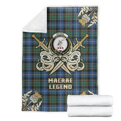 MacRae Hunting Ancient Tartan Gold Courage Symbol Blanket