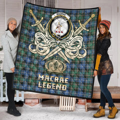 MacRae Hunting Ancient Tartan Crest Legend Gold Royal Premium Quilt