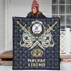 MacRae Hunting Modern Tartan Crest Legend Gold Royal Premium Quilt