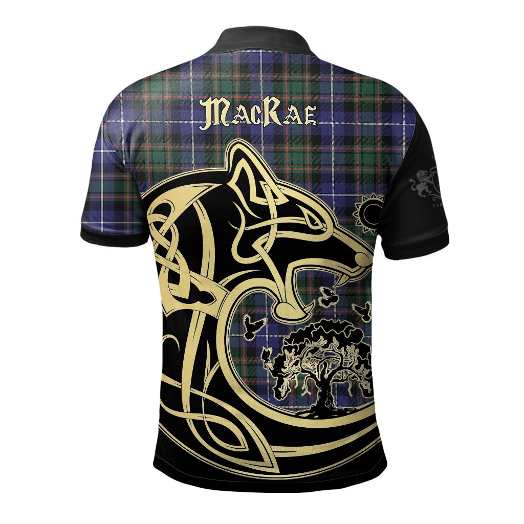 MacRae Hunting Modern Tartan Polo Shirt Viking Wolf