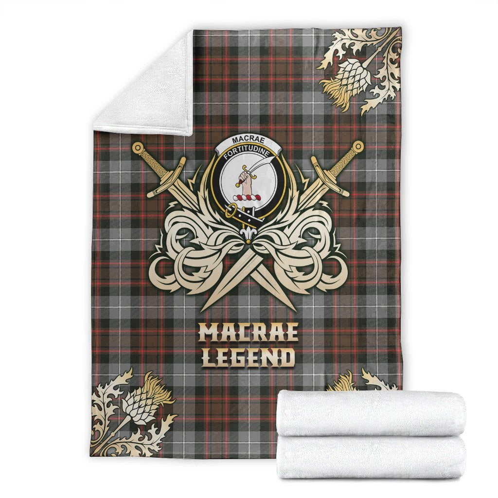 MacRae Hunting Weathered Tartan Gold Courage Symbol Blanket