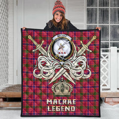 MacRae Modern Tartan Crest Legend Gold Royal Premium Quilt