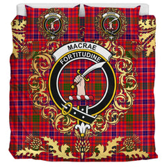 MacRae Modern Tartan Crest Bedding Set - Golden Thistle Style