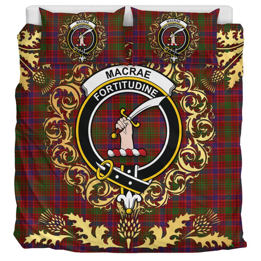 MacRae Prince Tartan Crest Bedding Set - Golden Thistle Style