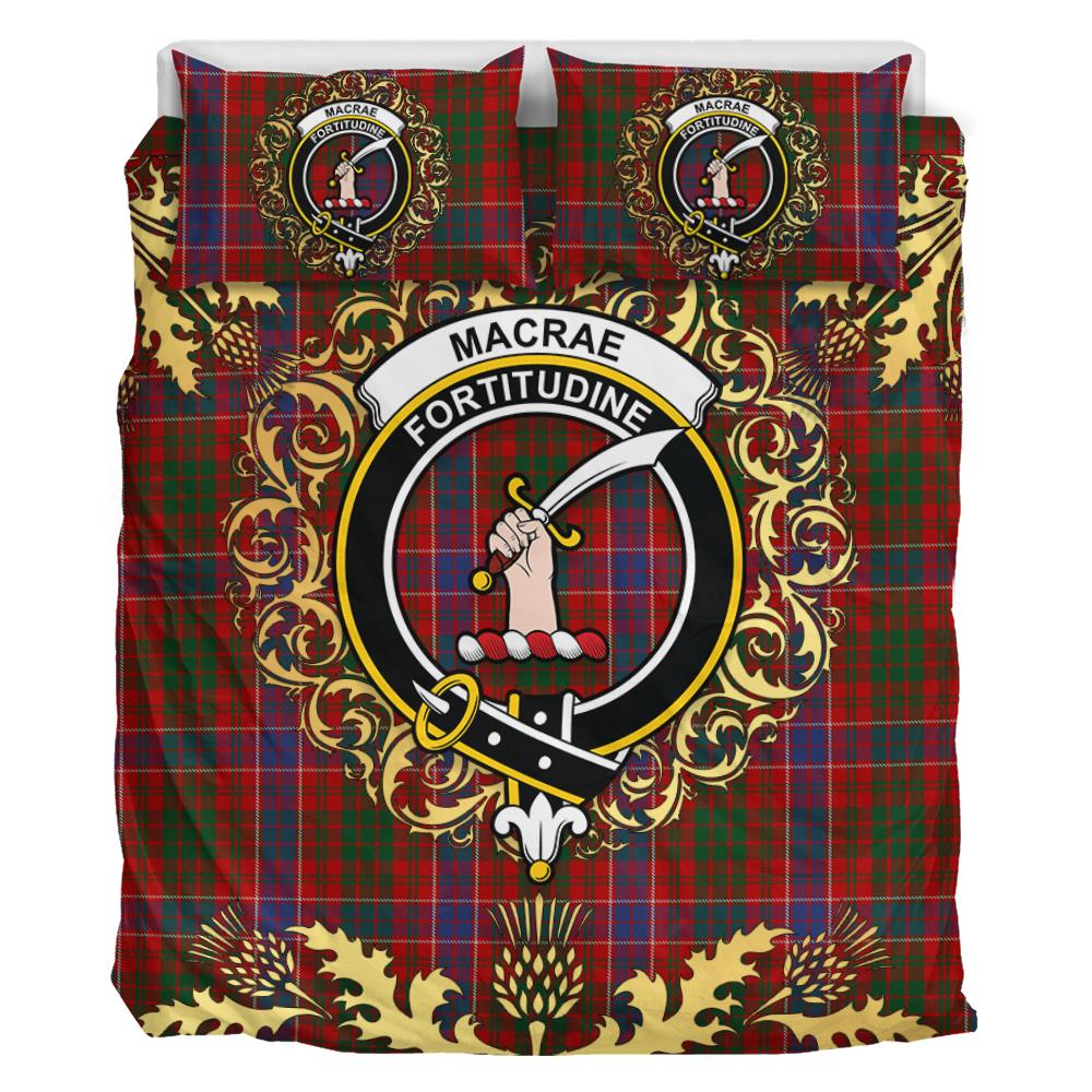 MacRae Sample Tartan Crest Bedding Set - Golden Thistle Style
