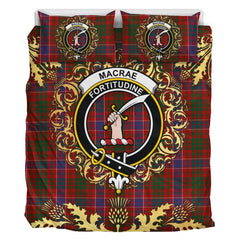 MacRae Sample Tartan Crest Bedding Set - Golden Thistle Style
