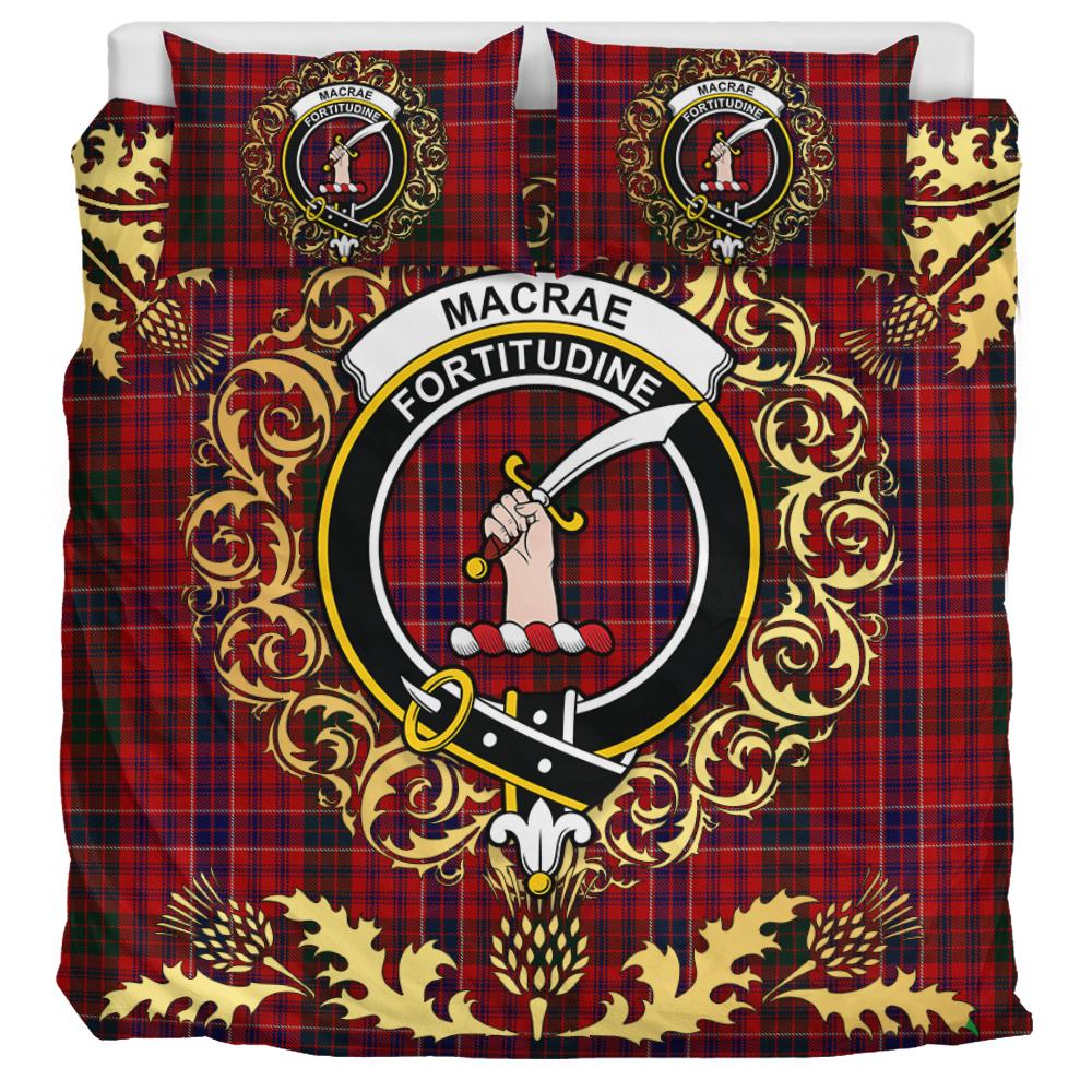 MacRae of Conchra 01 Tartan Crest Bedding Set - Golden Thistle Style