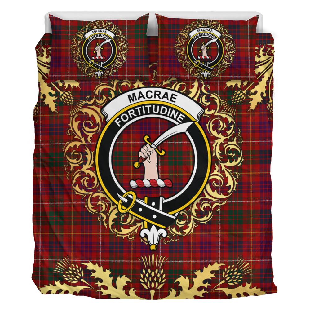MacRae of Inverinate Tartan Crest Bedding Set - Golden Thistle Style