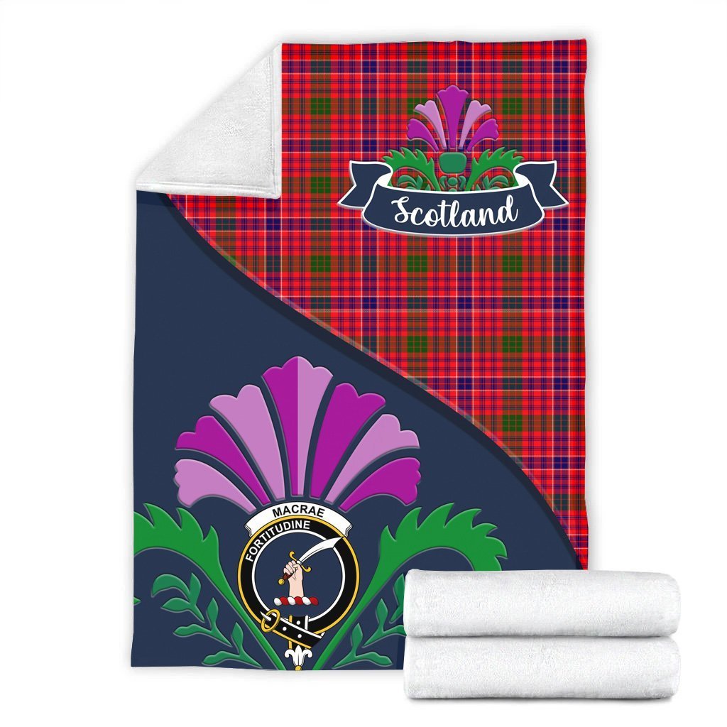 MacRae Tartan Crest Premium Blanket - Thistle Style