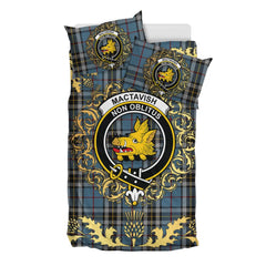 MacTavish Dress Tartan Crest Bedding Set - Golden Thistle Style