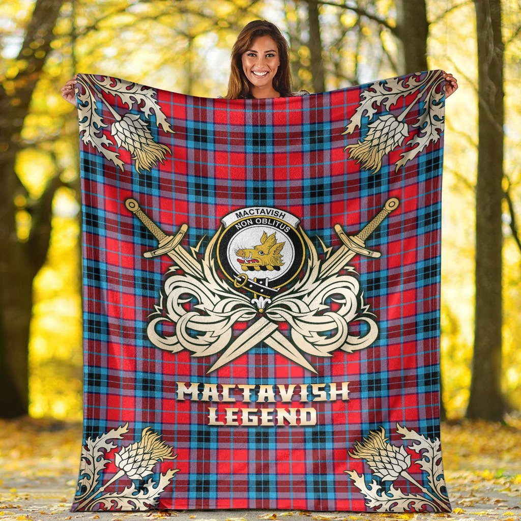 MacTavish Modern Tartan Gold Courage Symbol Blanket