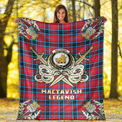 MacTavish Modern Tartan Gold Courage Symbol Blanket