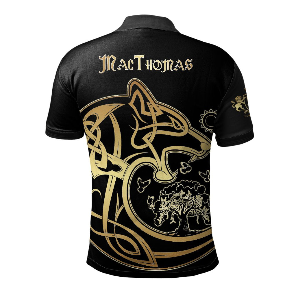 MacThomas Clan Polo Shirt Viking Wolf