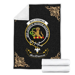 MacThomas Crest Tartan Premium Blanket Black