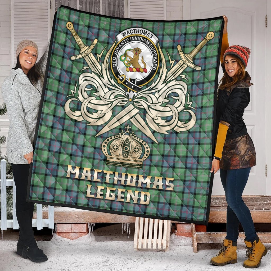 MacThomas Ancient Tartan Crest Legend Gold Royal Premium Quilt