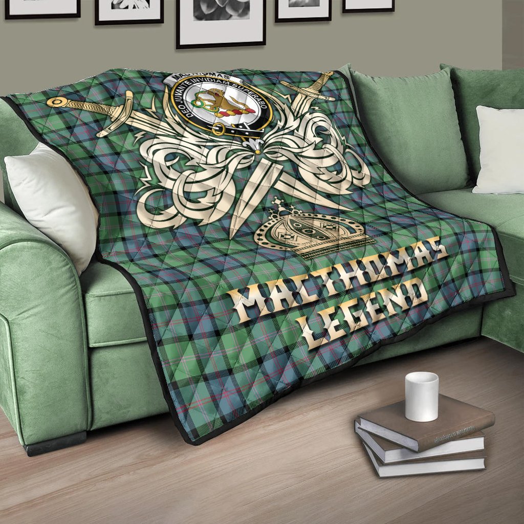 MacThomas Ancient Tartan Crest Legend Gold Royal Premium Quilt