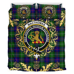 MacThomas Modern Tartan Crest Bedding Set - Golden Thistle Style