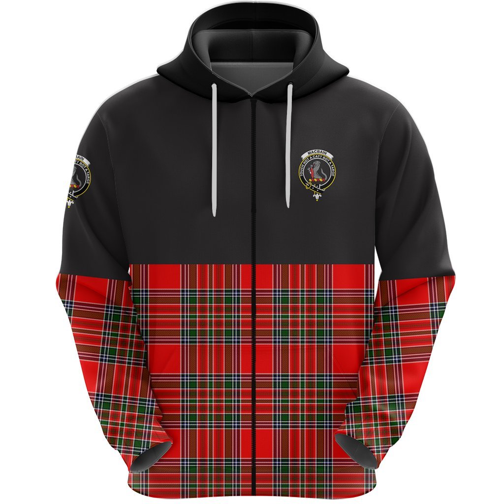 Macbain Clan Half Of Tartan Zipper Hoodie