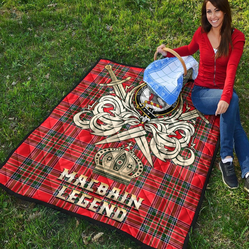 Macbain Tartan Crest Legend Gold Royal Premium Quilt