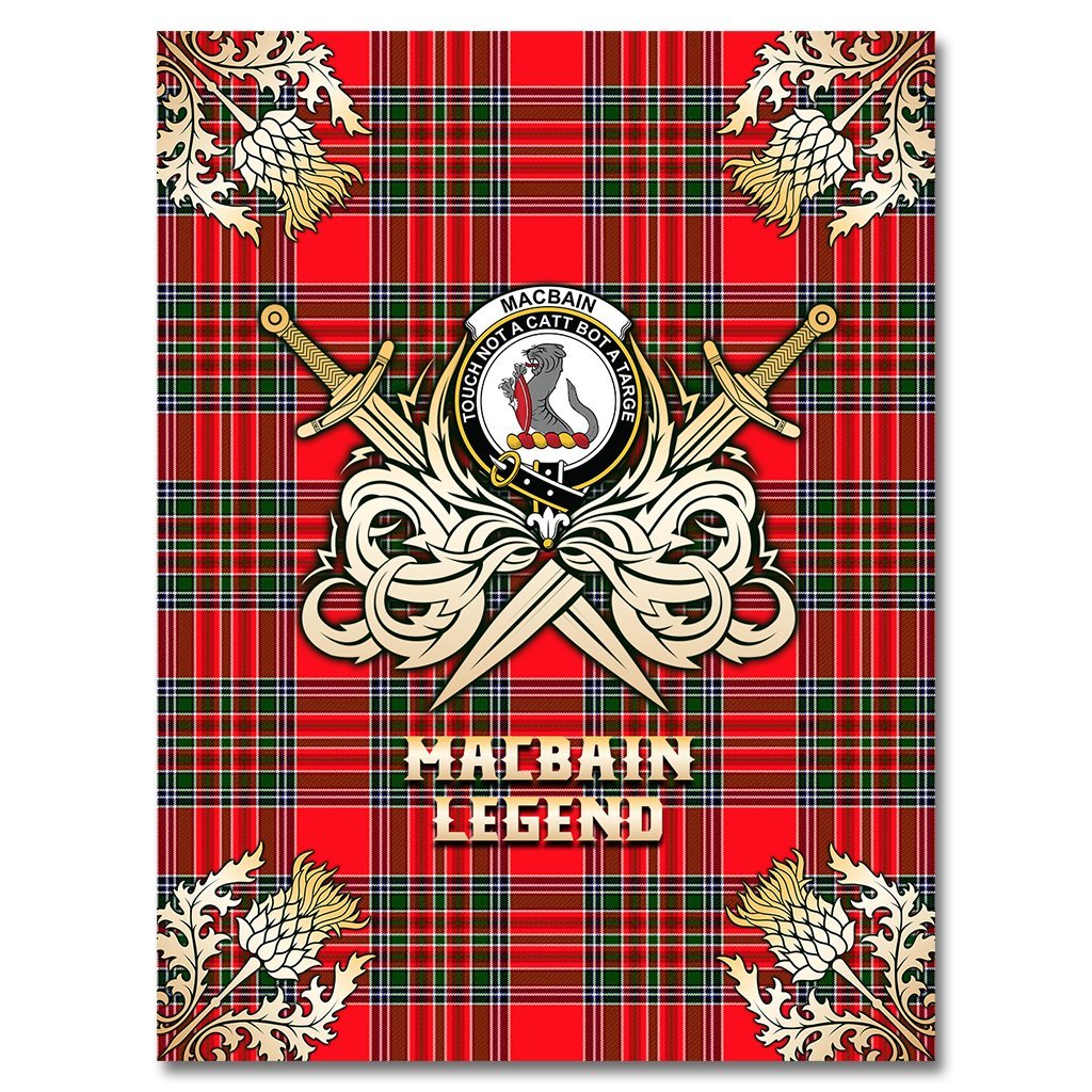 Macbain Tartan Gold Courage Symbol Blanket