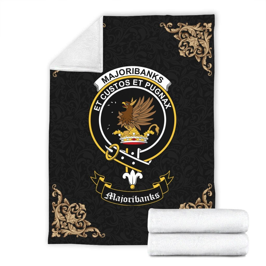 Majoribanks Crest Tartan Premium Blanket Black