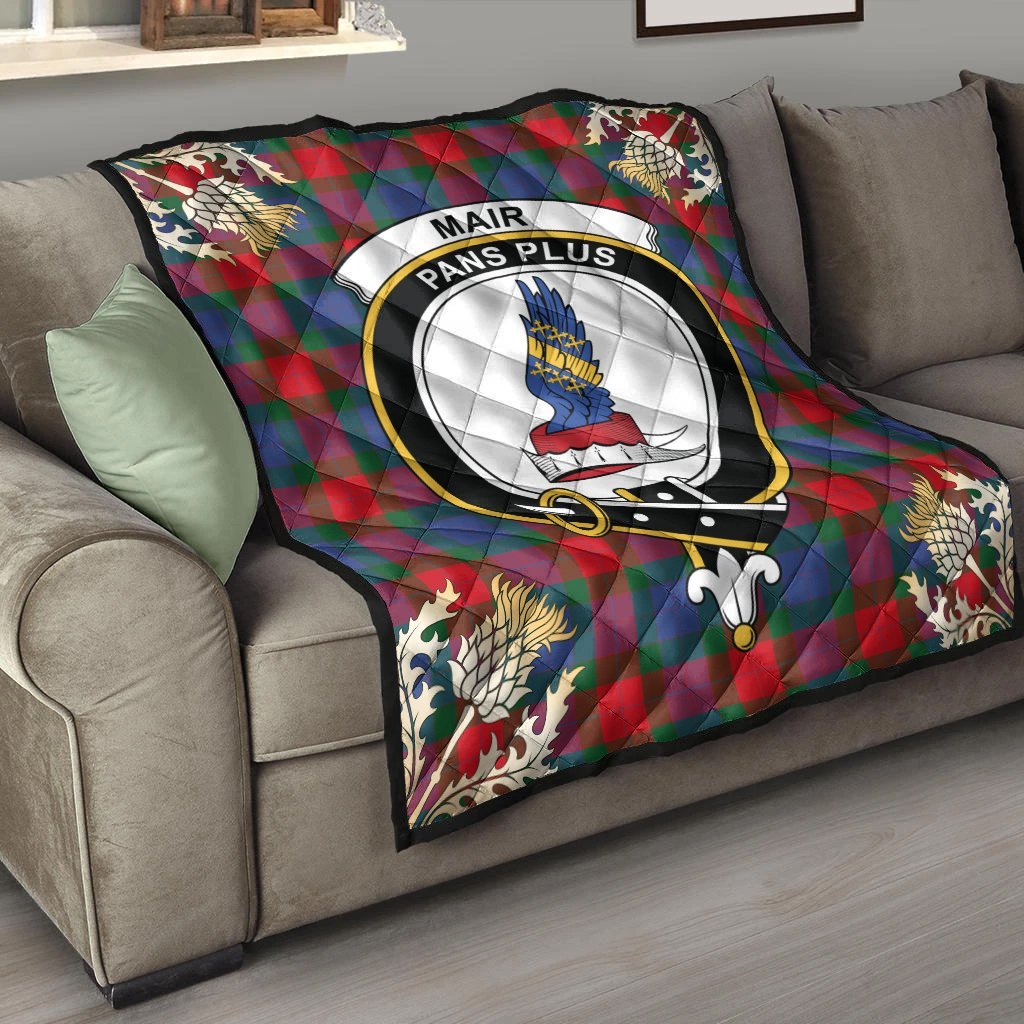 Mar Tartan Crest Premium Quilt - Gold Thistle Style