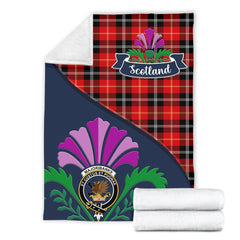 Marjoribanks Tartan Crest Premium Blanket - Thistle Style