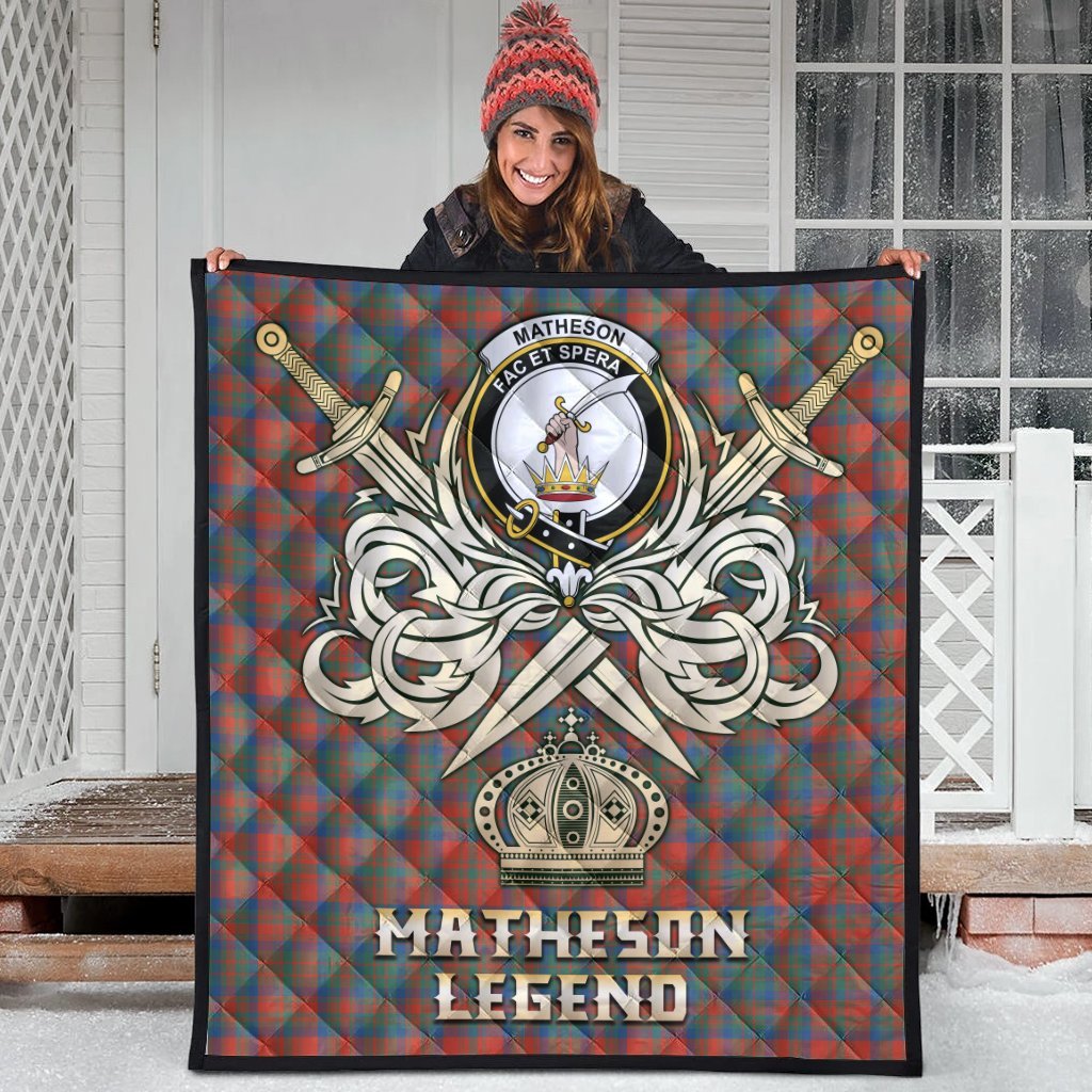 Matheson Ancient Tartan Crest Legend Gold Royal Premium Quilt