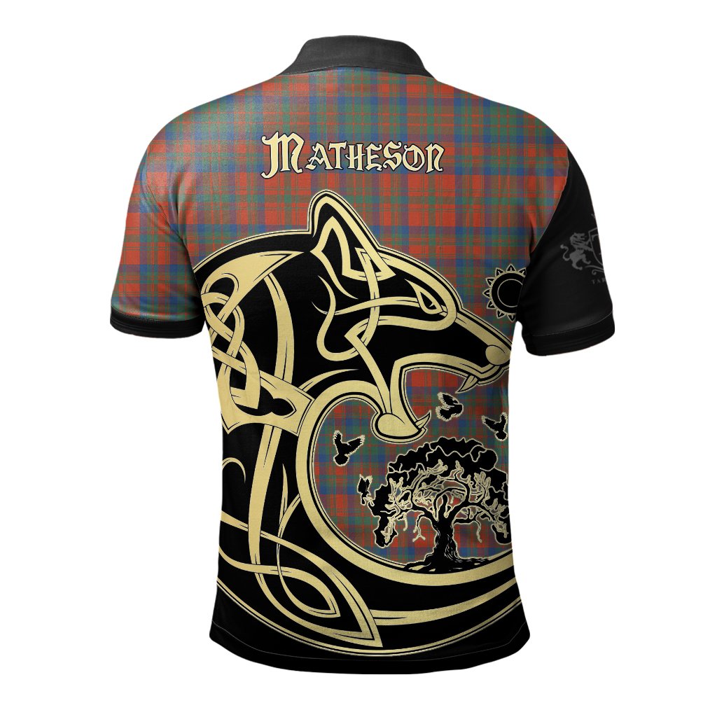 Matheson Ancient Tartan Polo Shirt Viking Wolf