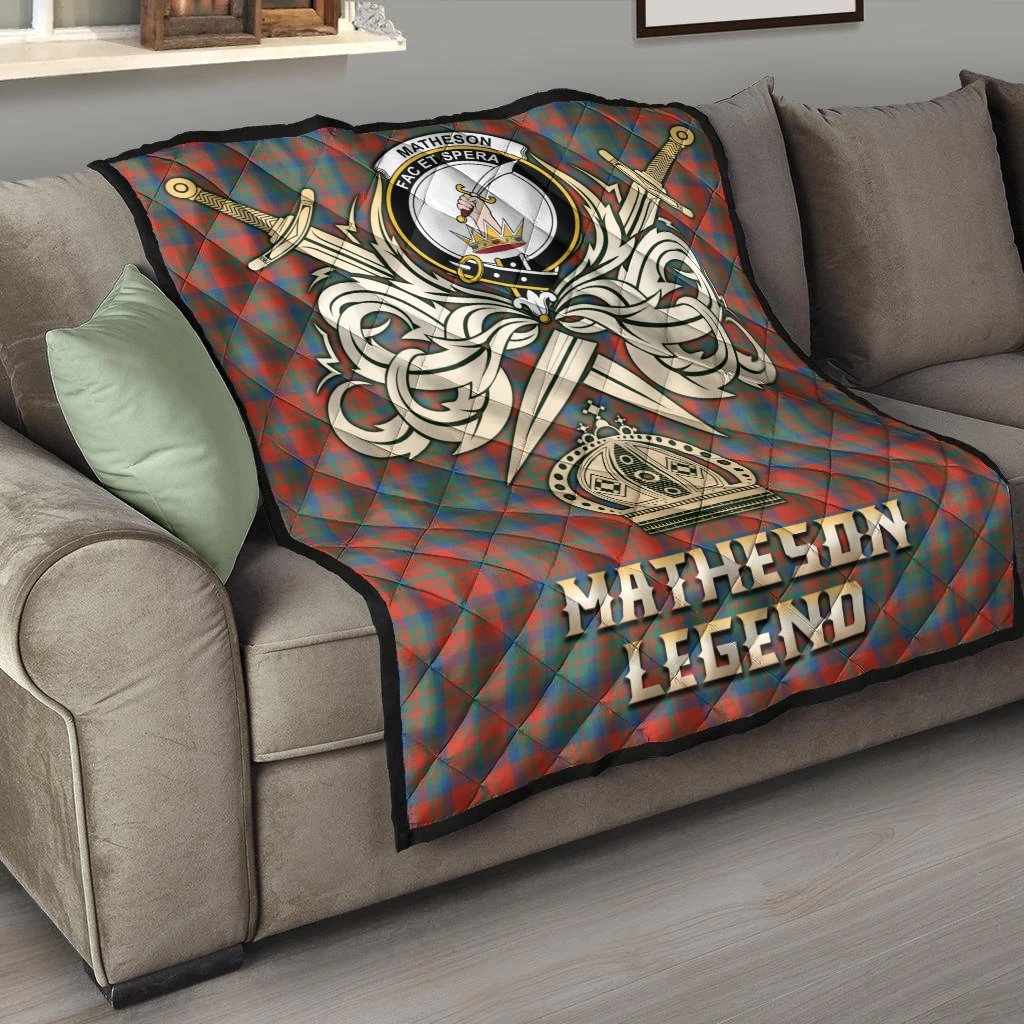 Matheson Ancient Tartan Crest Legend Gold Royal Premium Quilt