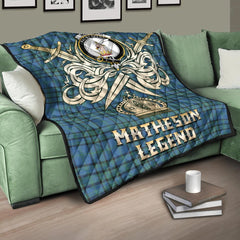 Matheson Hunting Ancient Tartan Crest Legend Gold Royal Premium Quilt