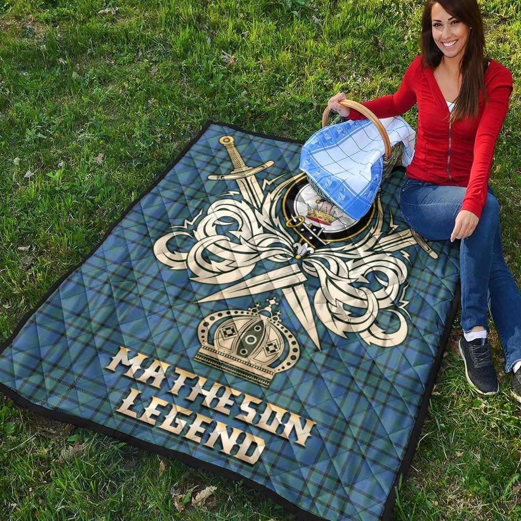 Matheson Hunting Ancient Tartan Crest Legend Gold Royal Premium Quilt