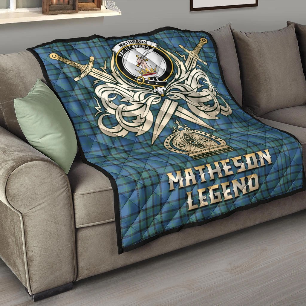 Matheson Hunting Ancient Tartan Crest Legend Gold Royal Premium Quilt