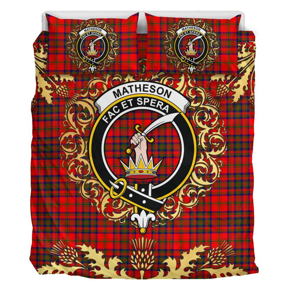 Matheson Modern Tartan Crest Bedding Set - Golden Thistle Style