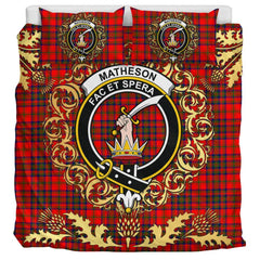 Matheson Modern Tartan Crest Bedding Set - Golden Thistle Style