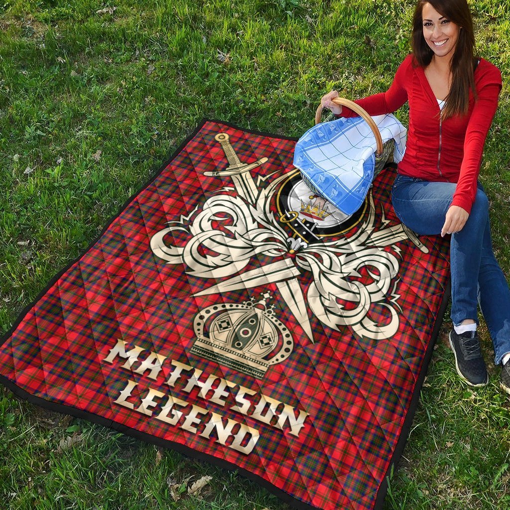 Matheson Modern Tartan Crest Legend Gold Royal Premium Quilt