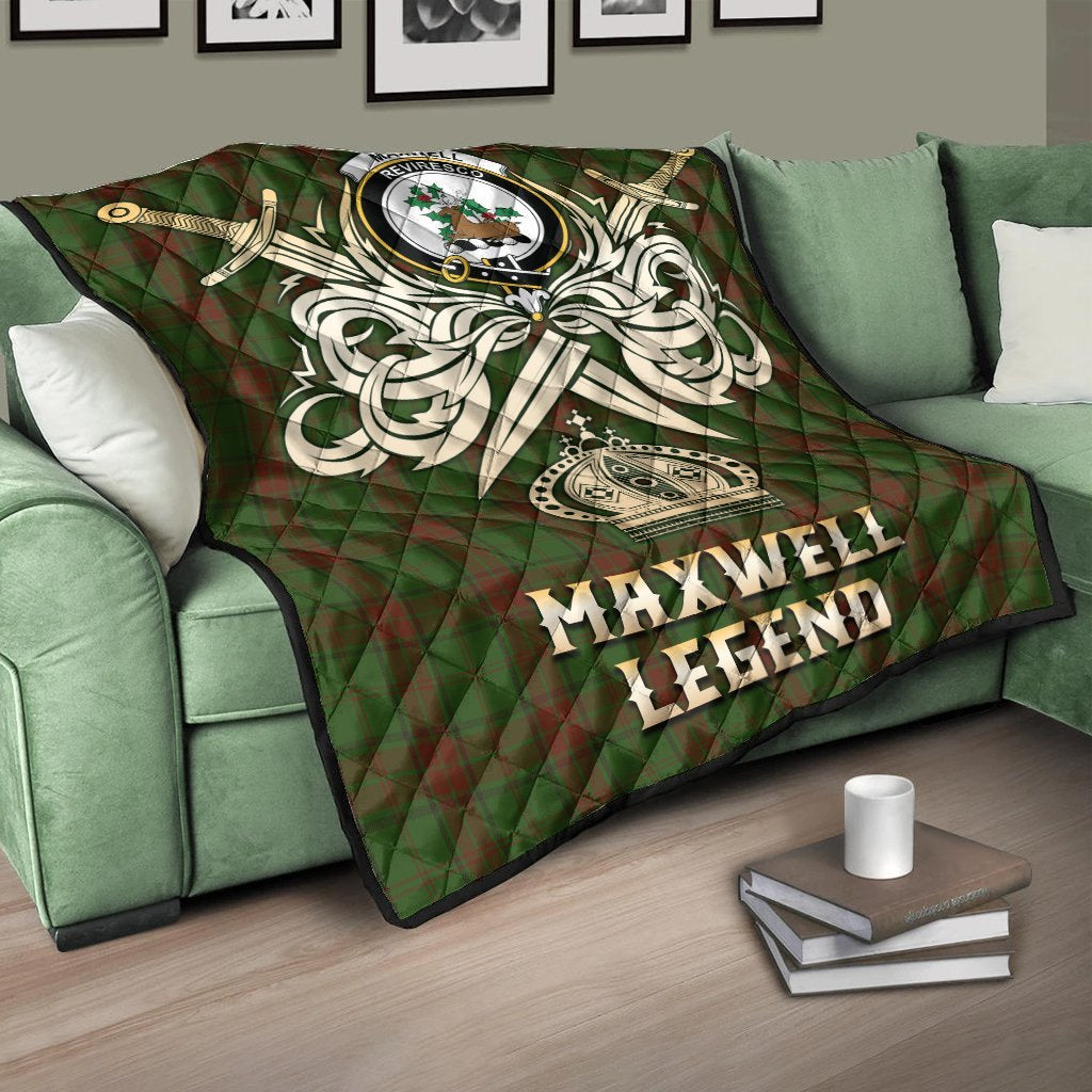 Maxwell Hunting Tartan Crest Legend Gold Royal Premium Quilt