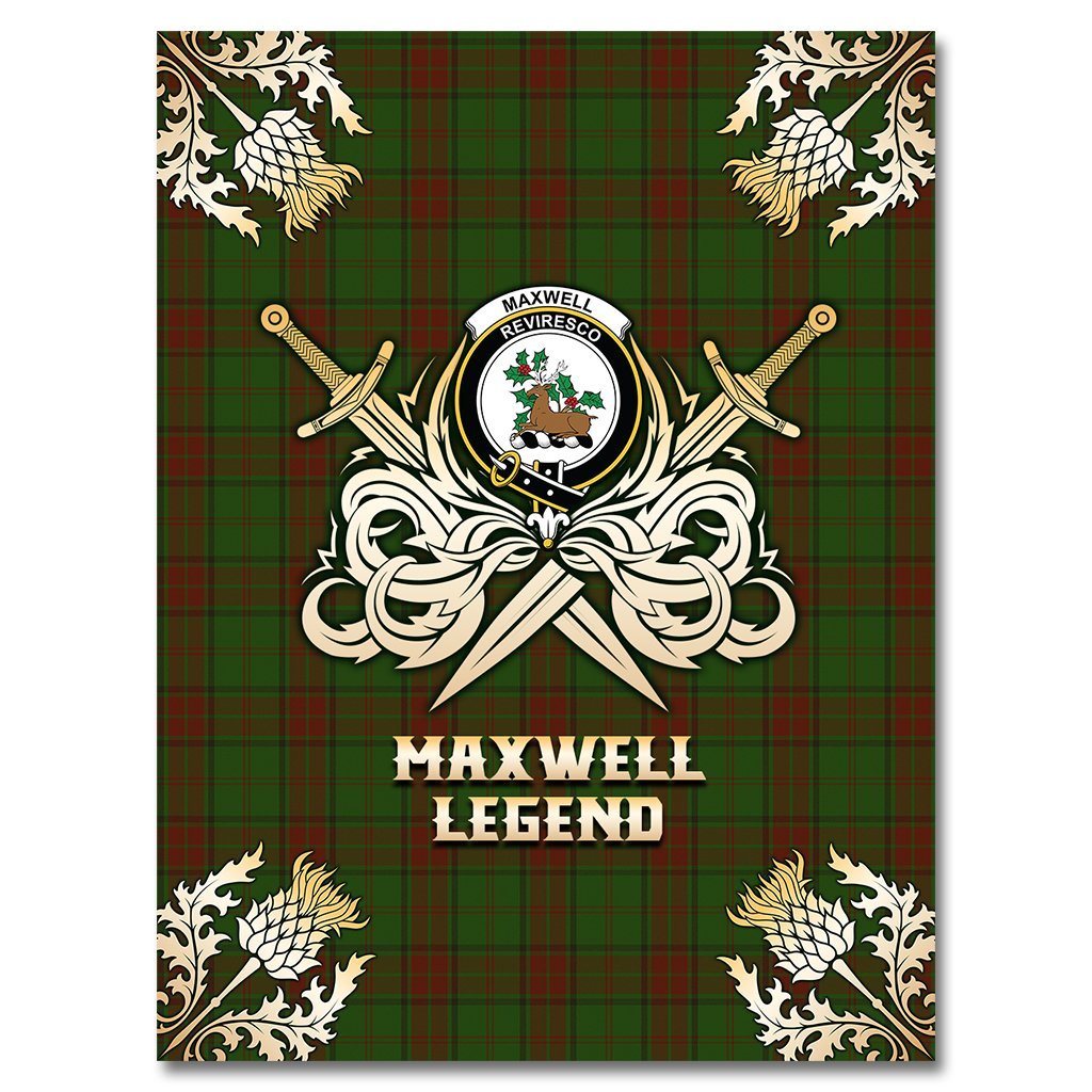 Maxwell Hunting Tartan Gold Courage Symbol Blanket