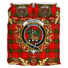 Maxwell Modern Tartan Crest Bedding Set - Golden Thistle Style
