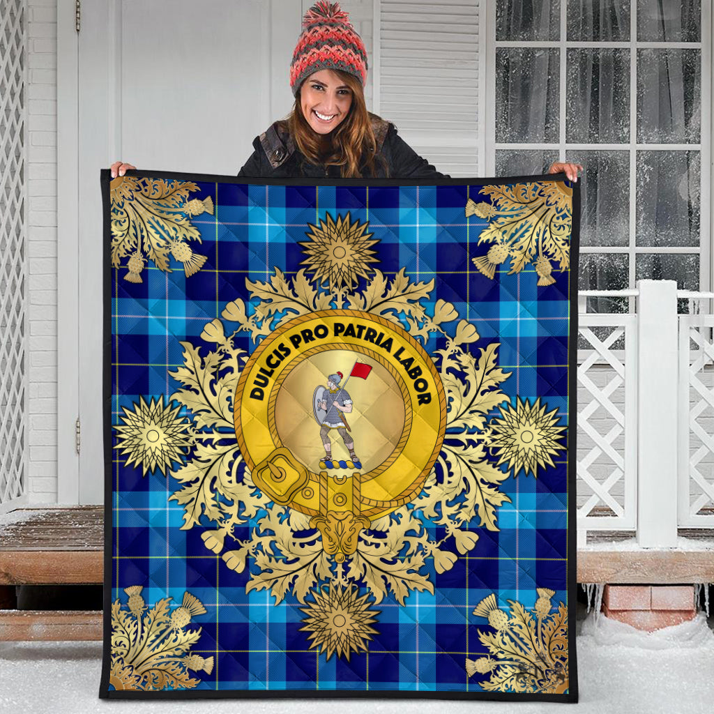 McKerrell Tartan Crest Premium Quilt - Gold Thistle Style